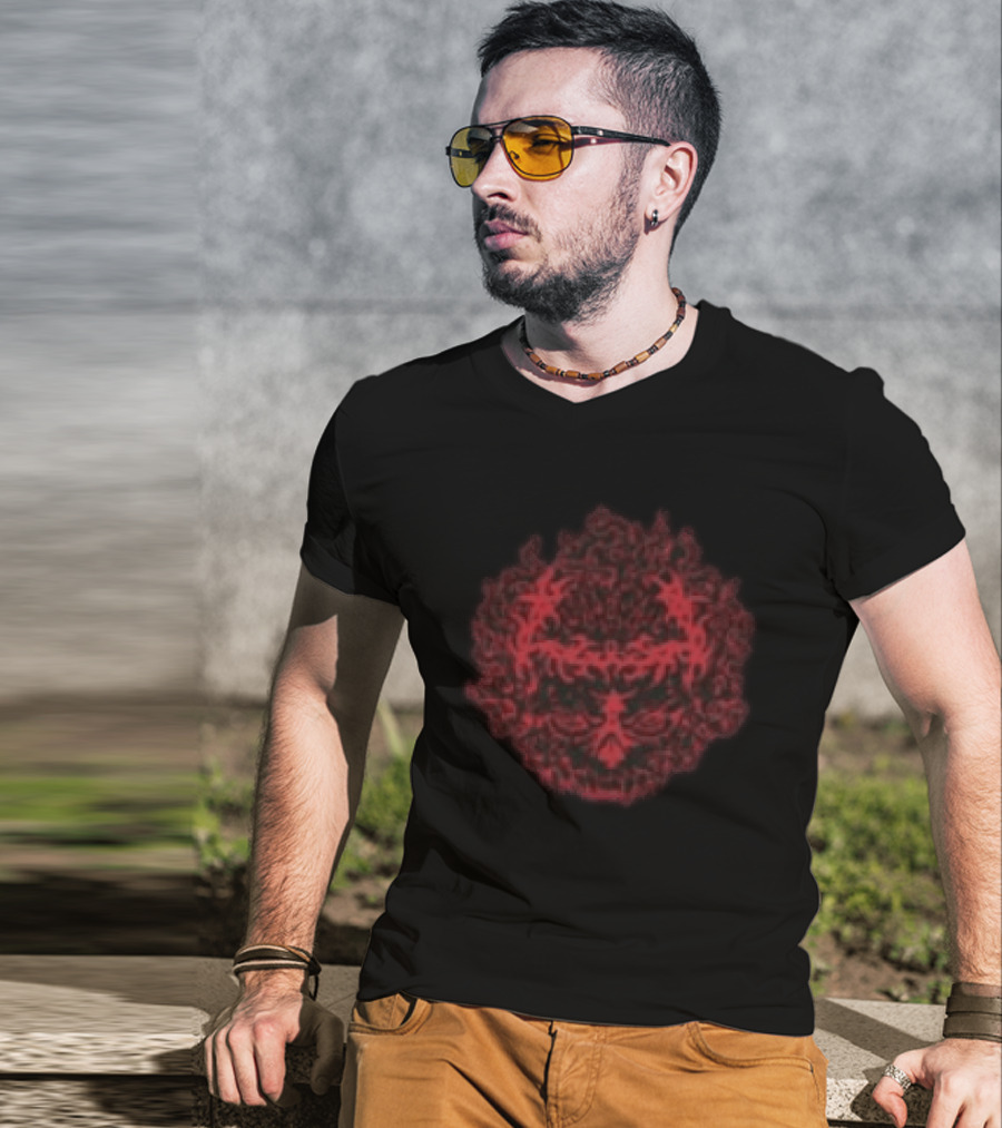 Daze Store Bloodshed Skull Red Floral Skull T-Shirt