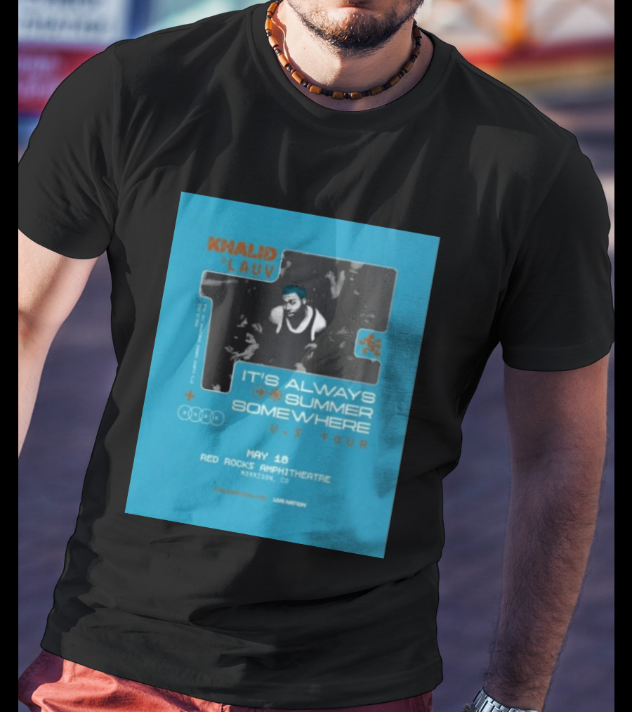 Khalid Lauv It's Always Summer Somewhere US Tour 2026 May 18 Red Rocks Amphitheatre Morrison CO Live Nation T-Shirt
