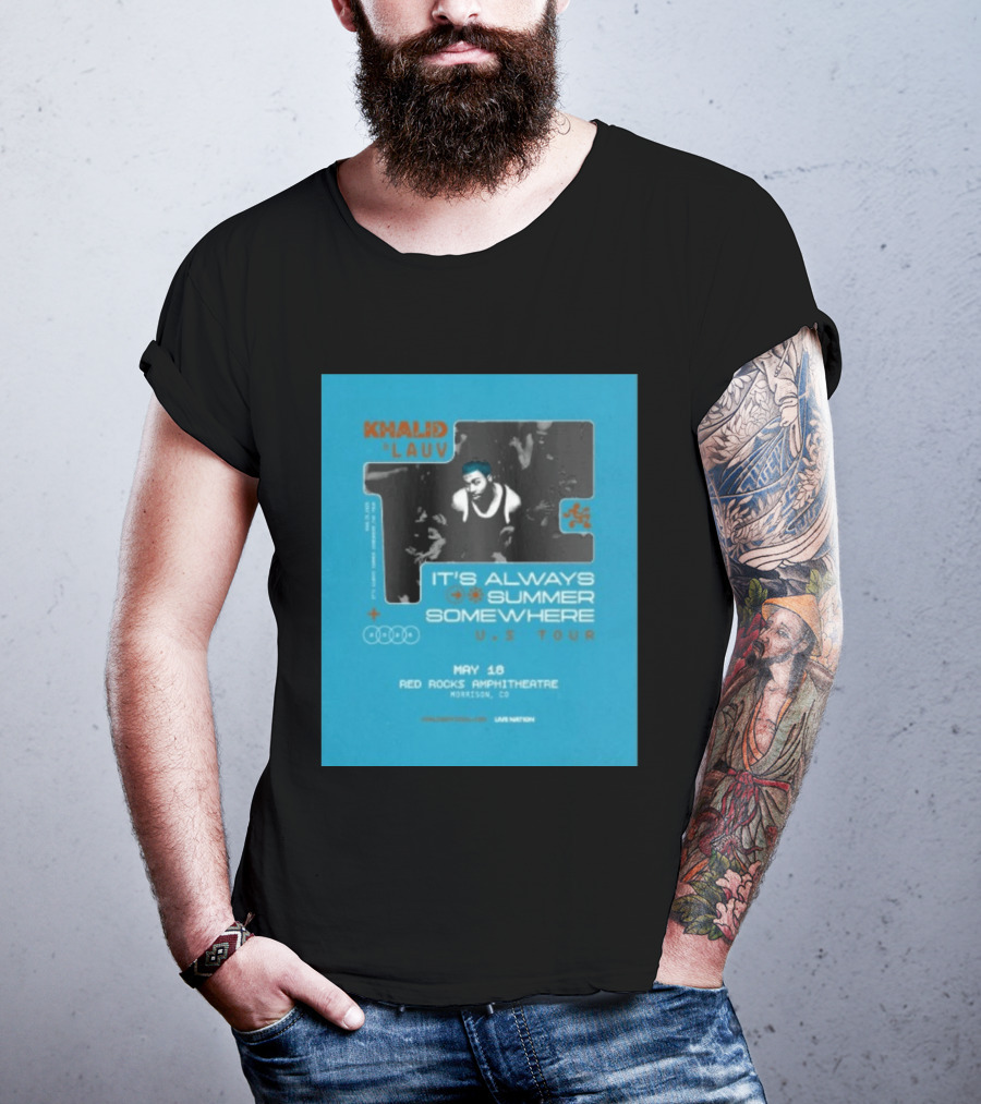 Khalid Lauv It's Always Summer Somewhere US Tour 2026 May 18 Red Rocks Amphitheatre Morrison CO Live Nation T-Shirt