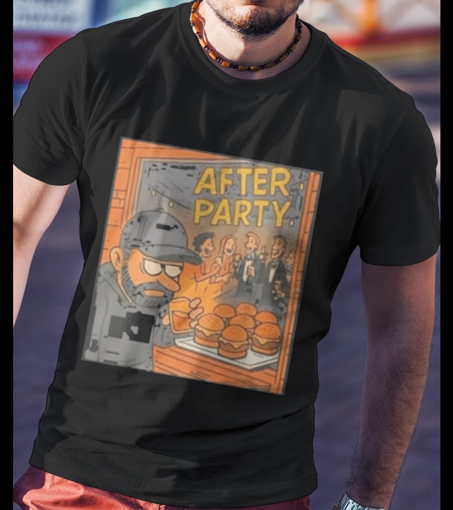 After Party Burger Cartoon With Drink In Hand T-Shirt
