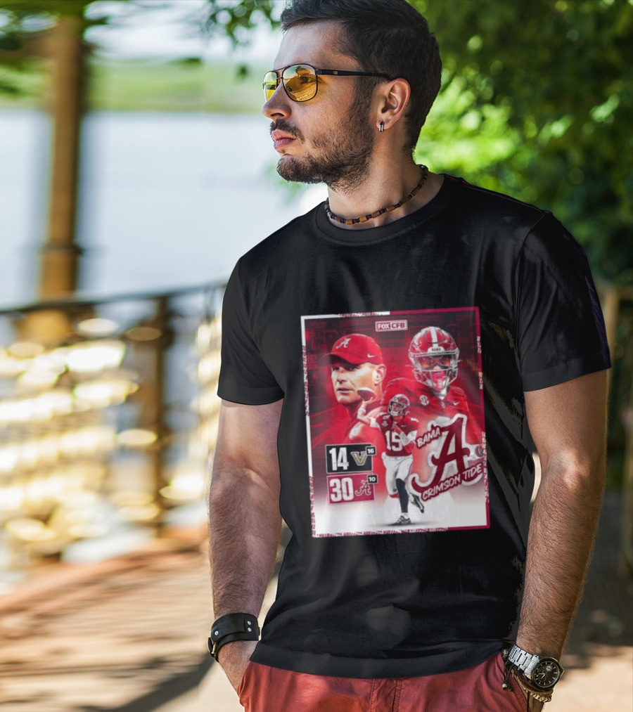 Crimson Tide Triumph Over Vanderbilt 30 14 Featuring Head Coach Kalen DeBoer And Jalen Milroe T-Shirt