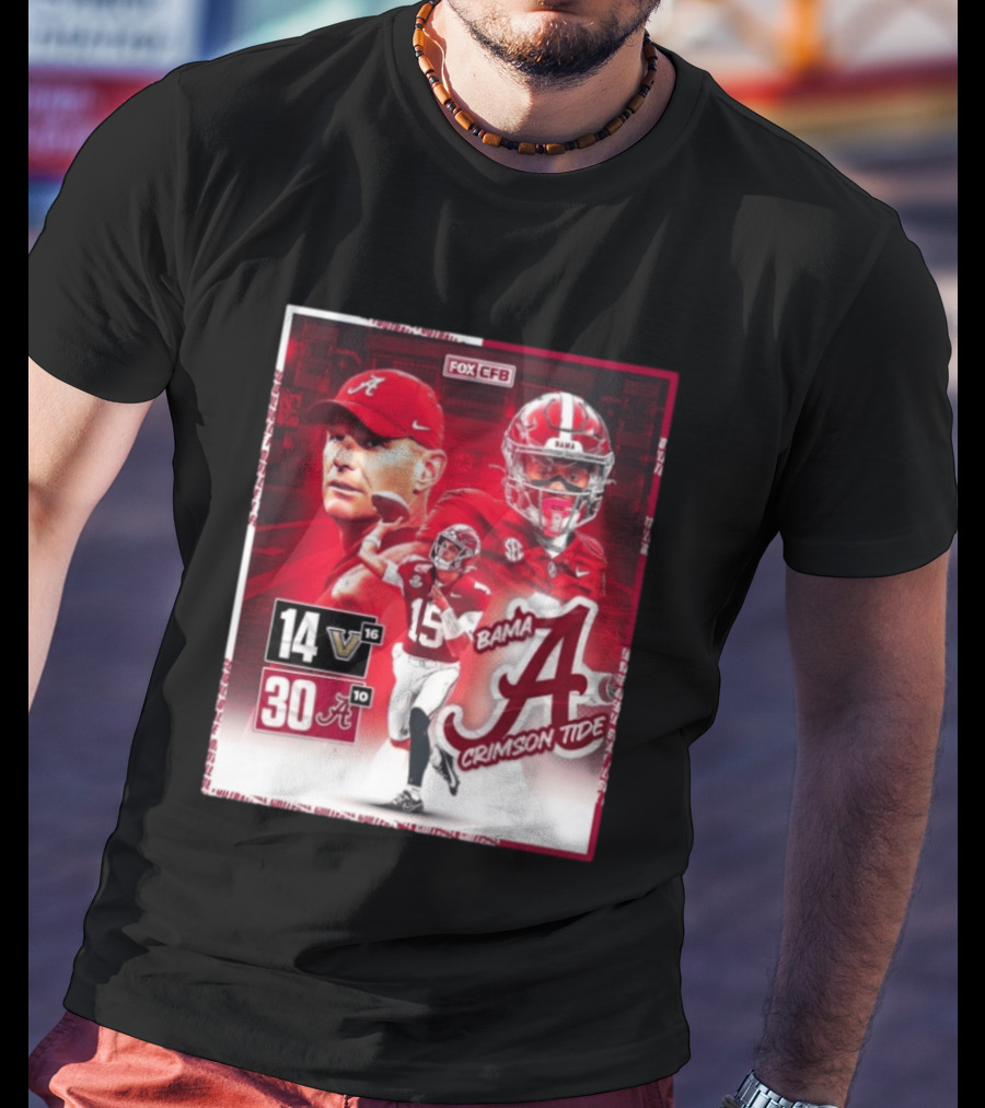 Crimson Tide Triumph Over Vanderbilt 30 14 Featuring Head Coach Kalen DeBoer And Jalen Milroe T-Shirt