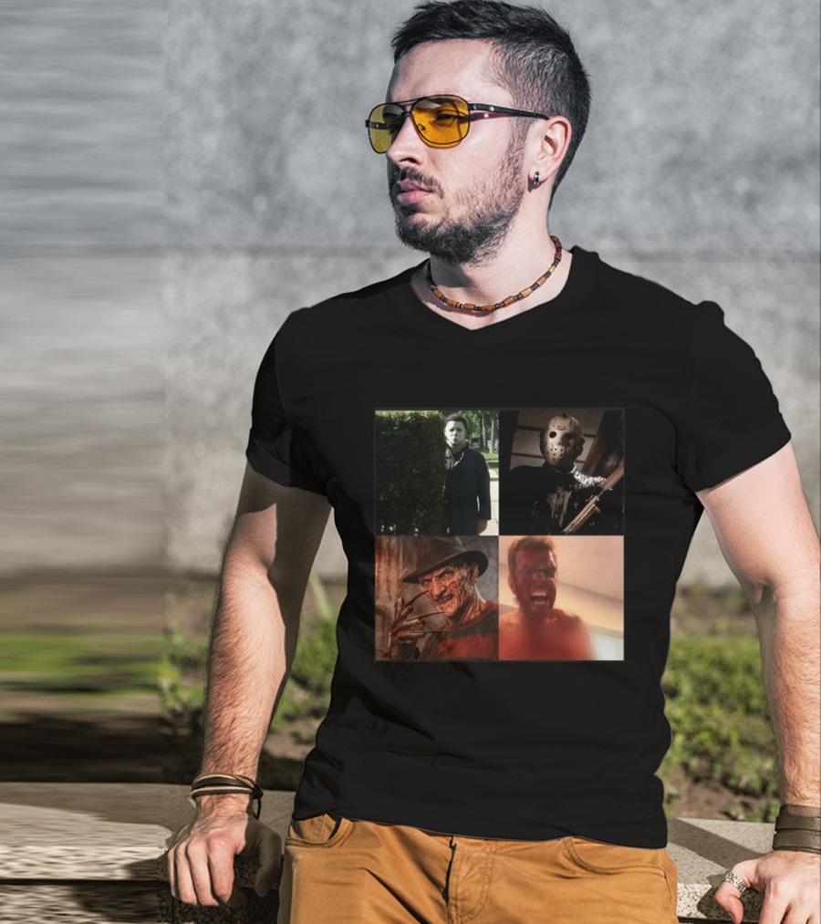 Perez Hilton Icons Horror Movie Legends Freddy Jason Michael Myers T-Shirt