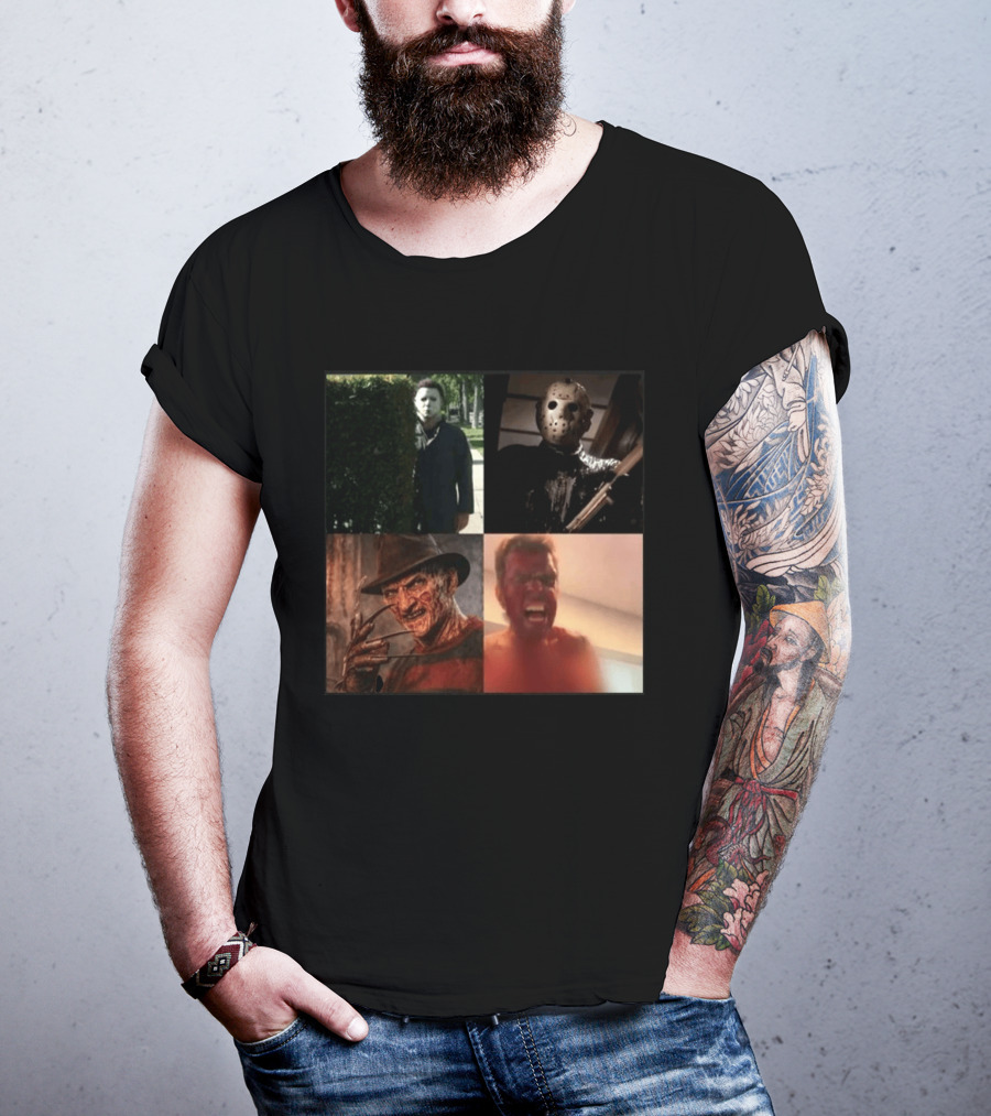 Perez Hilton Icons Horror Movie Legends Freddy Jason Michael Myers T-Shirt