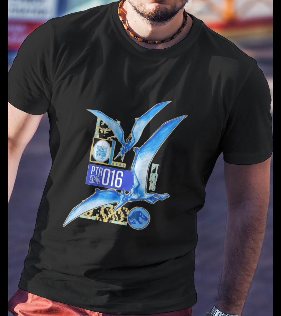 PTR 016 Pterodactyl Dinosaur Prehistoric QR Code Rex T-Shirt