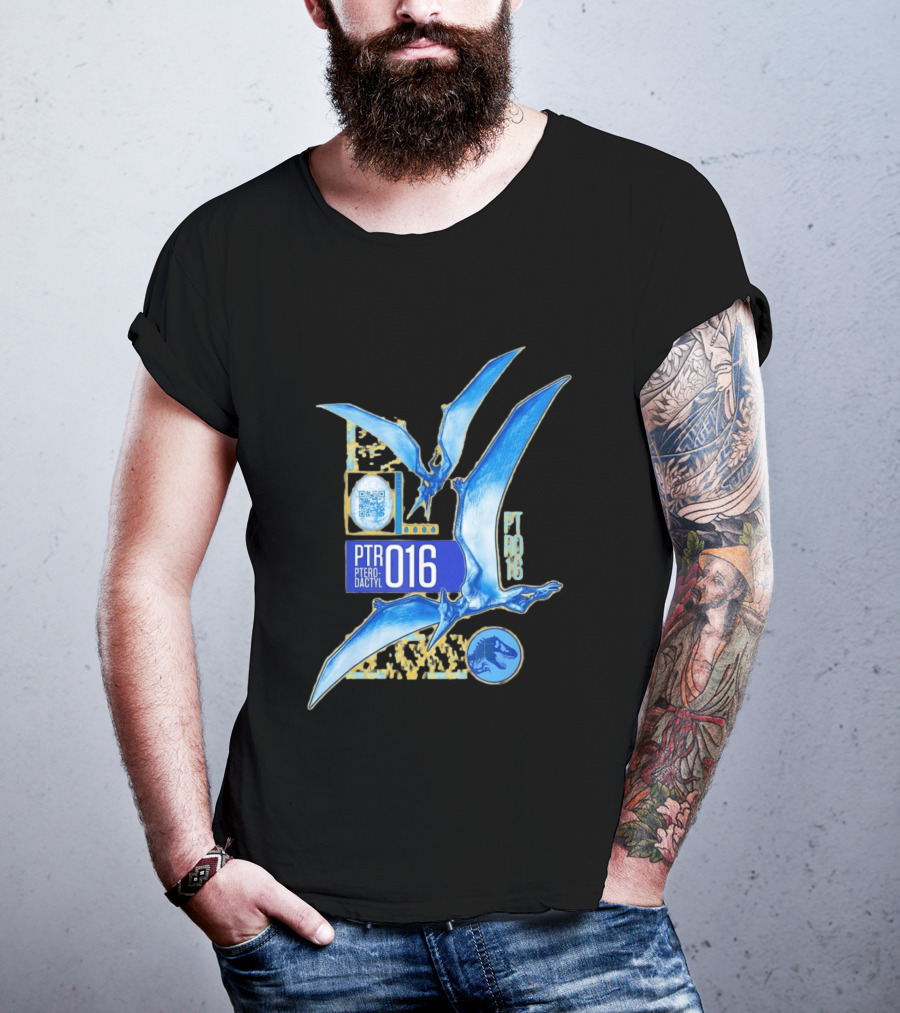 PTR 016 Pterodactyl Dinosaur Prehistoric QR Code Rex T-Shirt