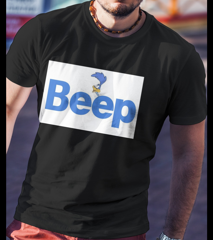 Looney Tunes Road Runner Beep Text Featuring Iconic Cartoon T-Shirt