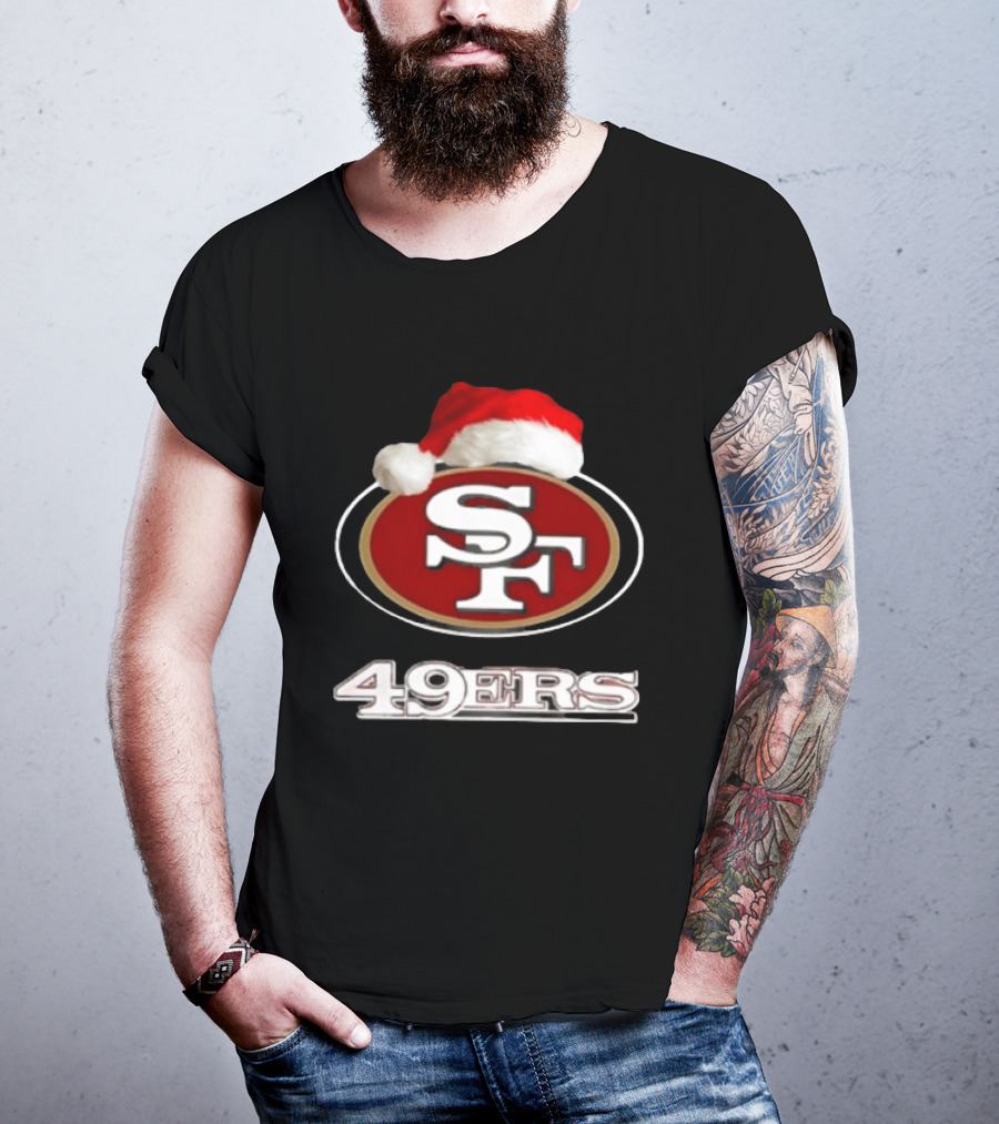 San Francisco 49ers 2025 Santa Hat Christmas Football 49ers T-Shirt