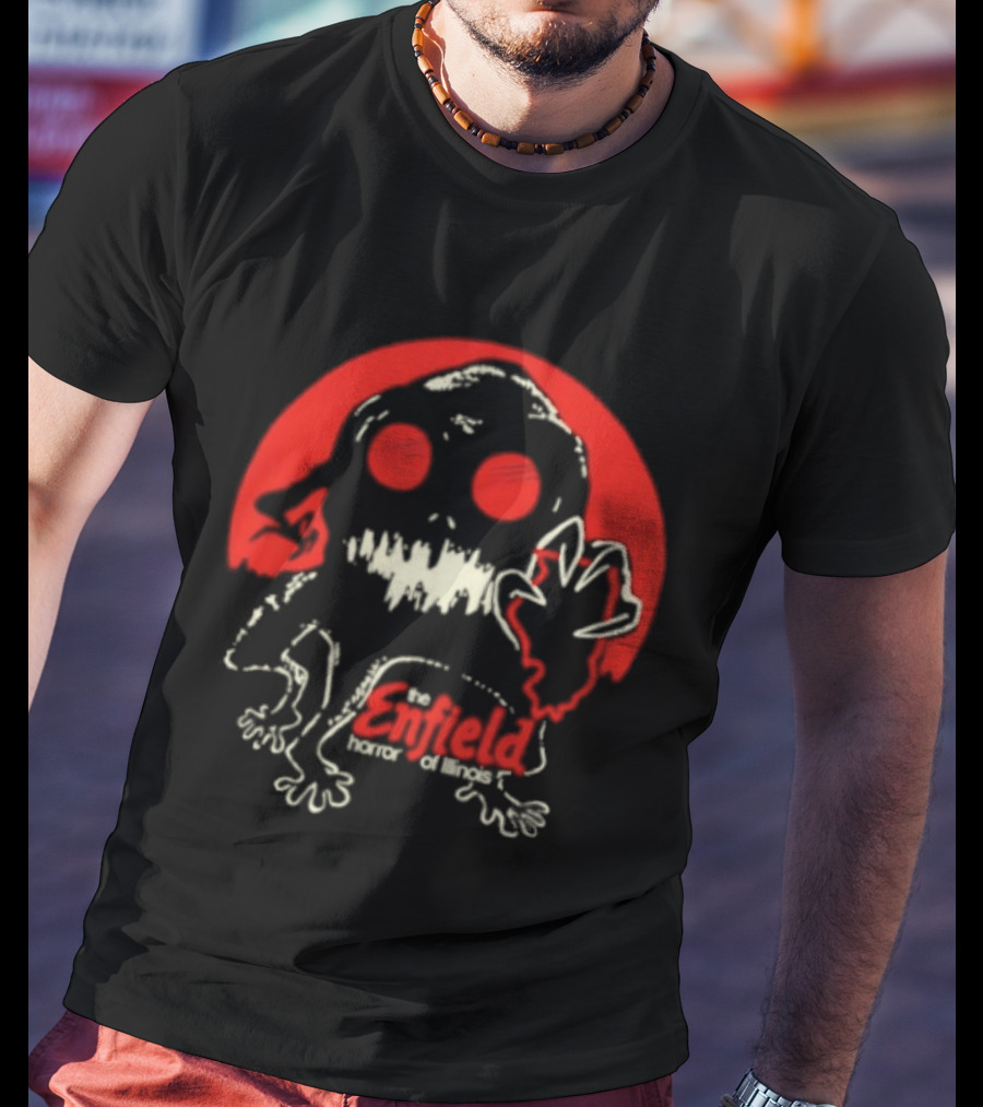 Enfield Horror Cryptid Creature Illustration With Red Circle T-Shirt