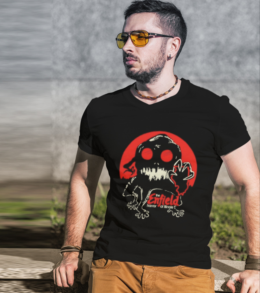 Enfield Horror Cryptid Creature Illustration With Red Circle T-Shirt