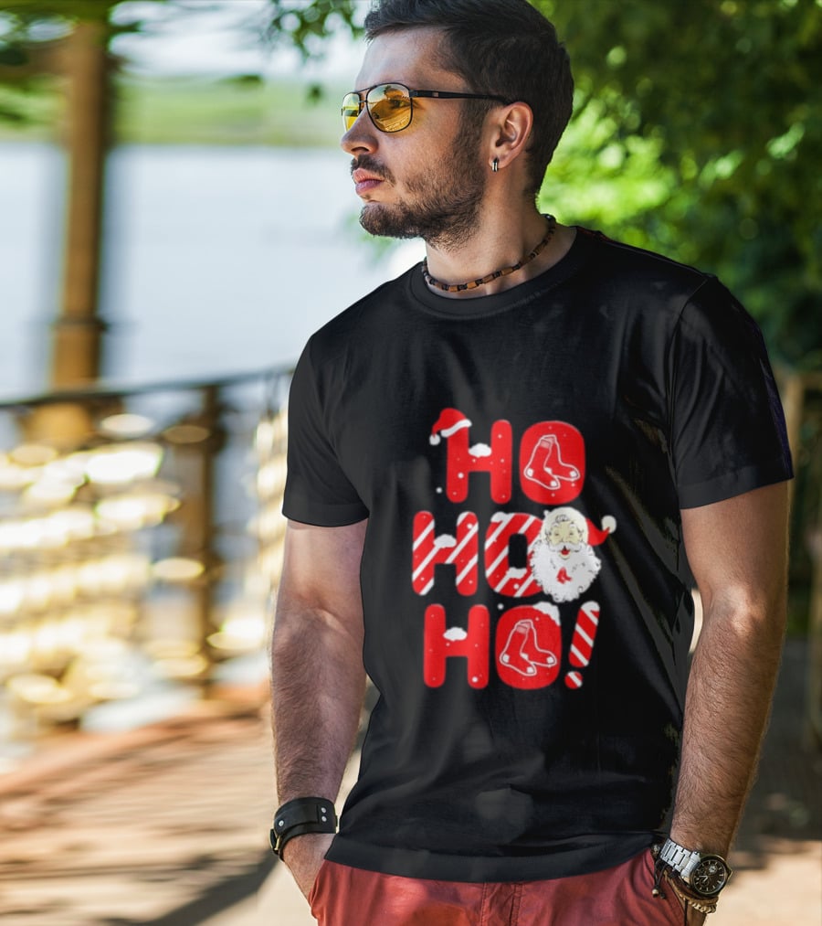 Boston Red Sox Santa Claus Ho Ho Ho Merry Christmas T-Shirt
