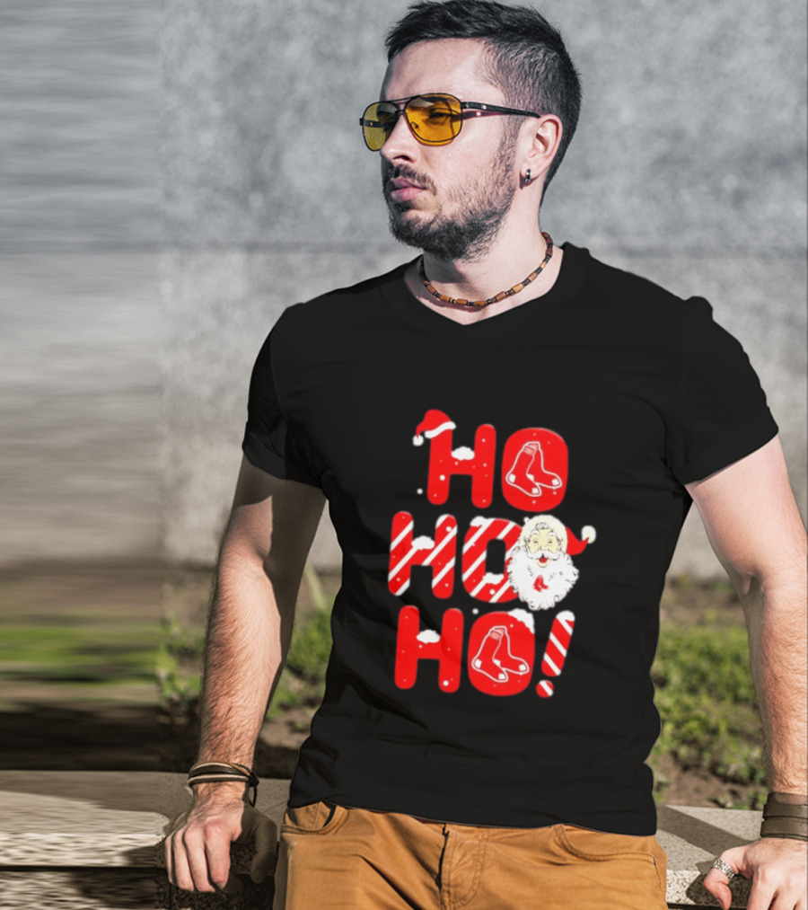Boston Red Sox Santa Claus Ho Ho Ho Merry Christmas T-Shirt