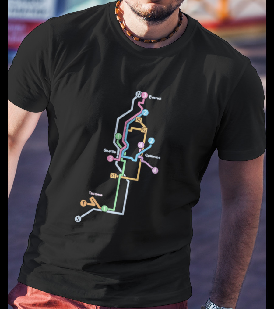 Seattle Tacoma Everett Bellevue Transit Map S1 S2 S3 Route Lines T-Shirt