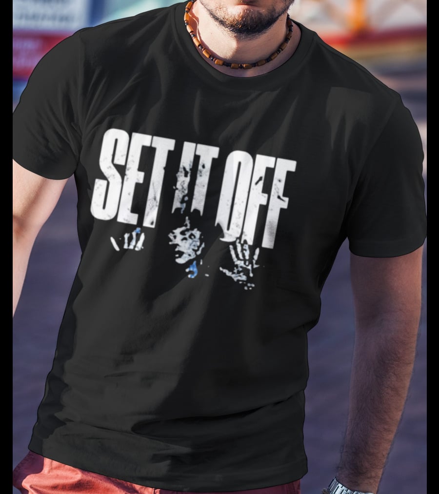 Set It Off Cracked Text With Blue Paint Effect T-Shirt