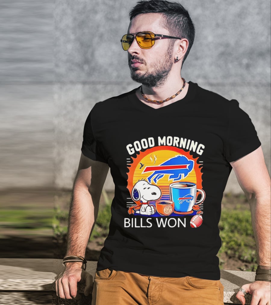 Good Morning Snoopy Buffalo Bills Won Coffee T-Shirt