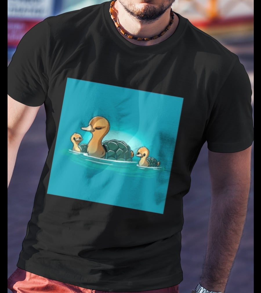 Turtle Ducks Swimming Cute Playful Hybrid Creatures T-Shirt