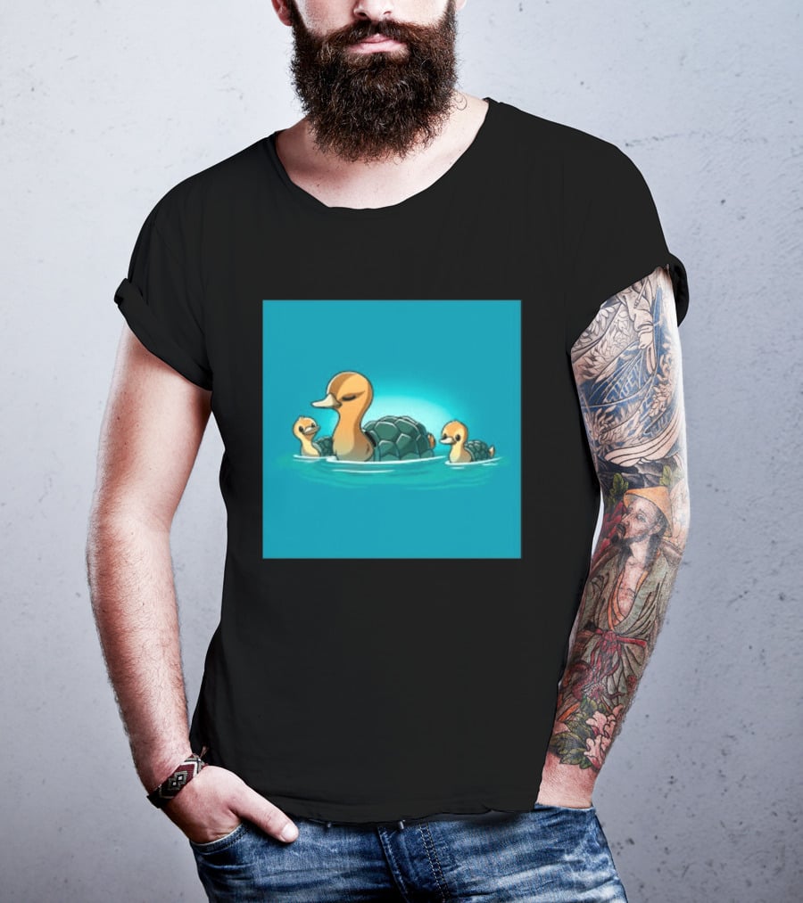 Turtle Ducks Swimming Cute Playful Hybrid Creatures T-Shirt