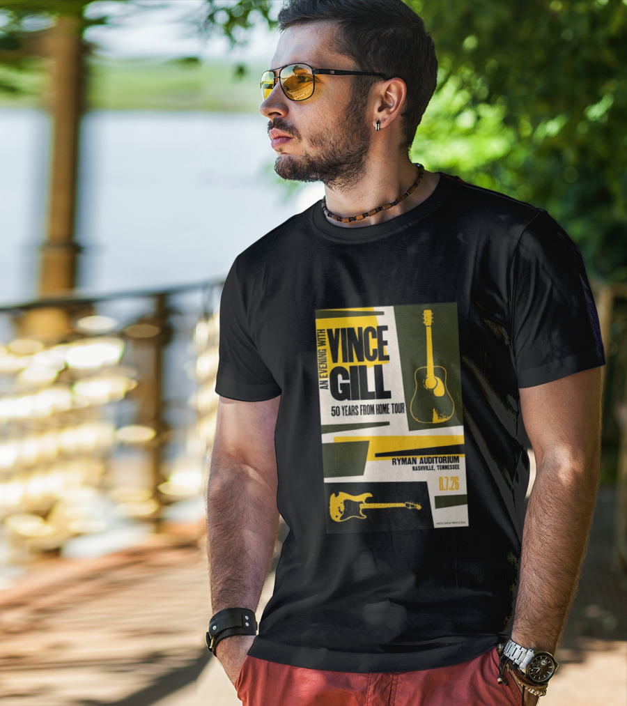 An Evening With Vince Gill 50 Years From Home Tour Ryman Auditorium Nashville August 7 2026 T-Shirt