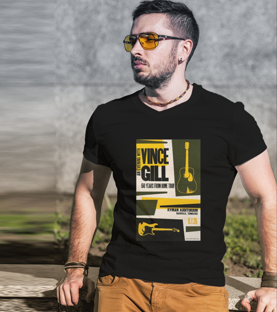 An Evening With Vince Gill 50 Years From Home Tour Ryman Auditorium Nashville August 7 2026 T-Shirt