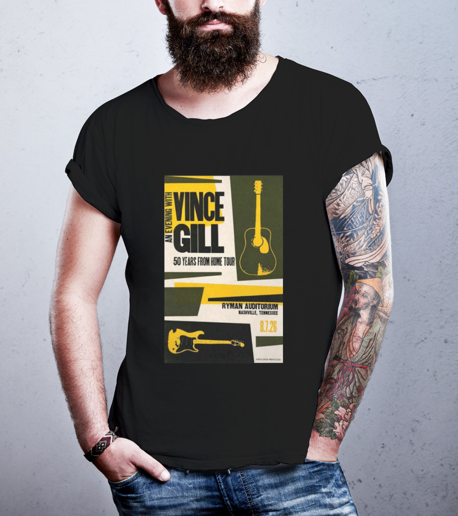 An Evening With Vince Gill 50 Years From Home Tour Ryman Auditorium Nashville August 7 2026 T-Shirt
