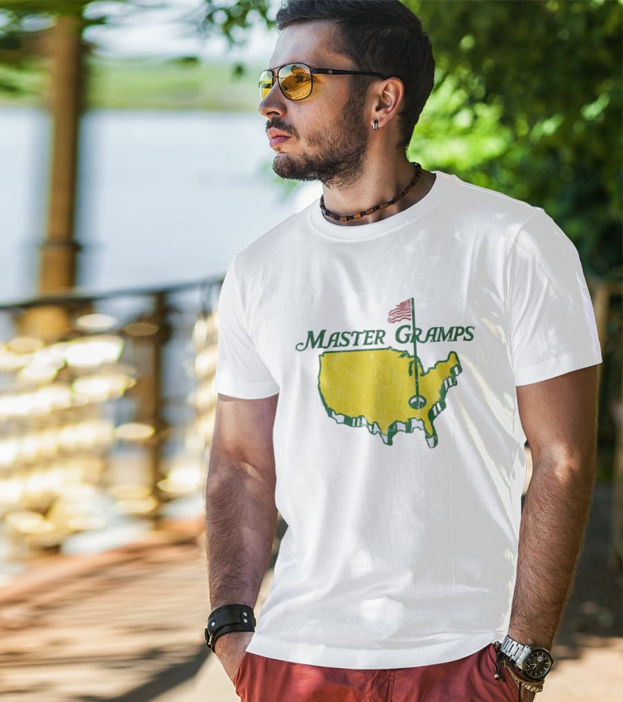 Master Gramps Golfing USA Flag Map T-Shirt