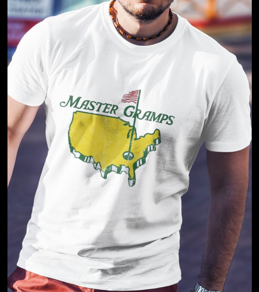 Master Gramps Golfing USA Flag Map T-Shirt