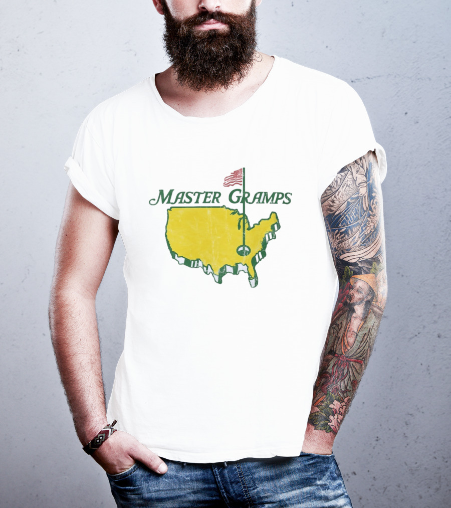 Master Gramps Golfing USA Flag Map T-Shirt