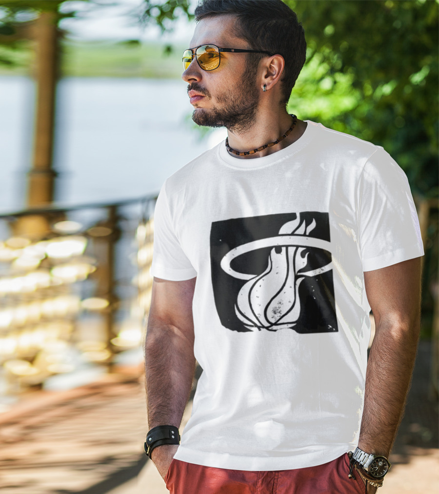 Miami Heat Basketball NBA Iconic Flaming Ball T-Shirt