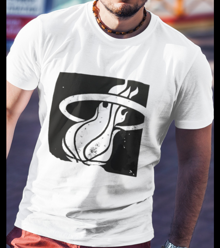 Miami Heat Basketball NBA Iconic Flaming Ball T-Shirt