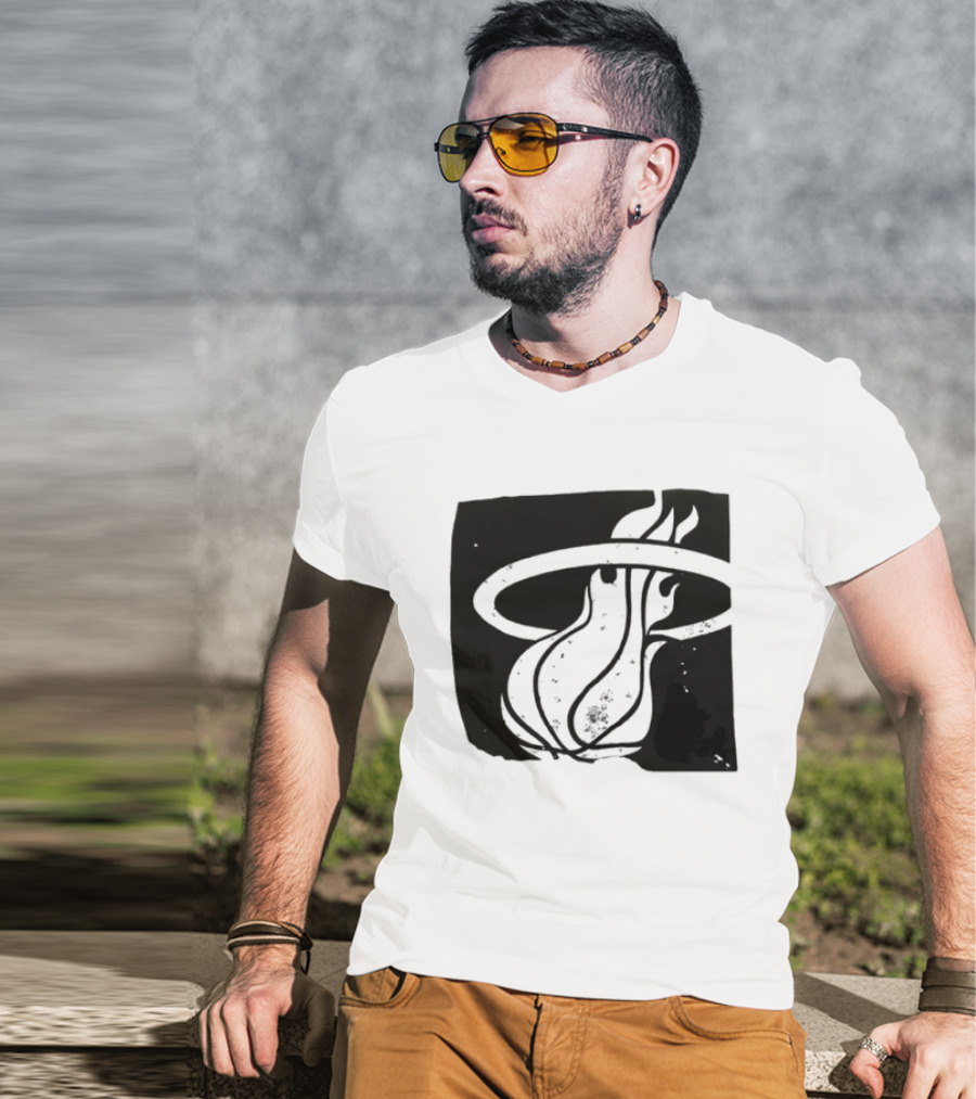 Miami Heat Basketball NBA Iconic Flaming Ball T-Shirt