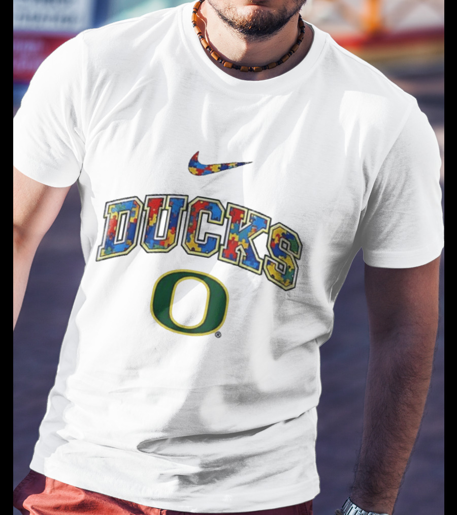 Oregon Ducks Autism Awareness Accept Understand Love Puzzle Nike T-Shirt