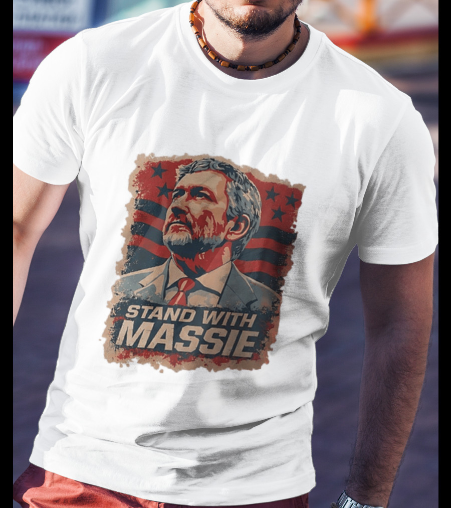 Stand With Massie Patriotic Political Artwork With Stars And Stripes T-Shirt