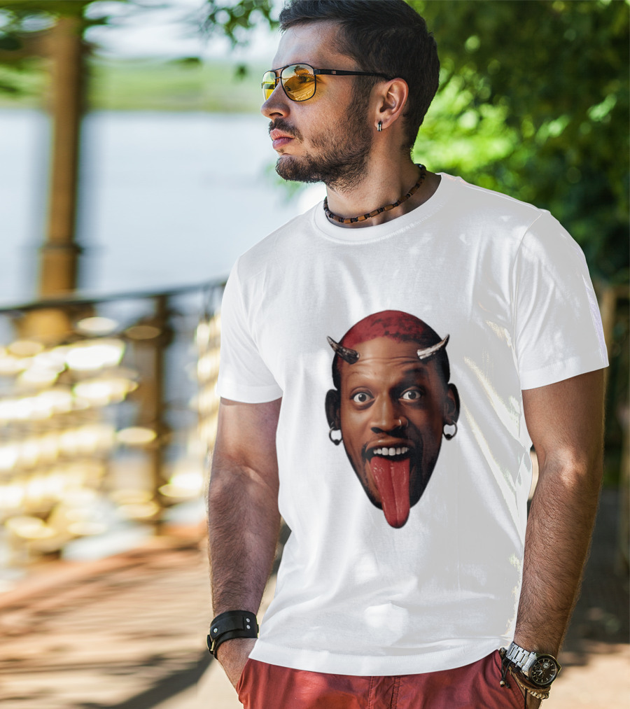 Dennis Rodman Big Face Devil Horns Chicago Bulls T-Shirt