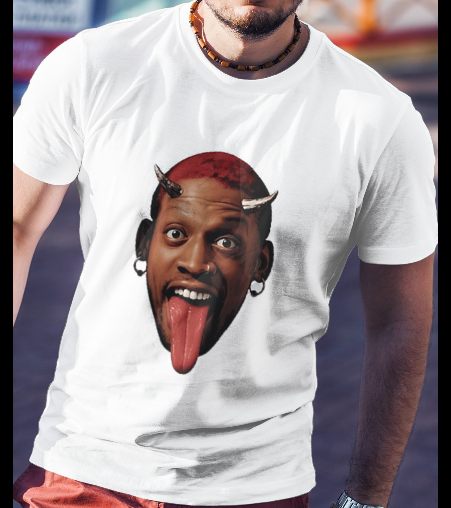 Dennis Rodman Big Face Devil Horns Chicago Bulls T-Shirt
