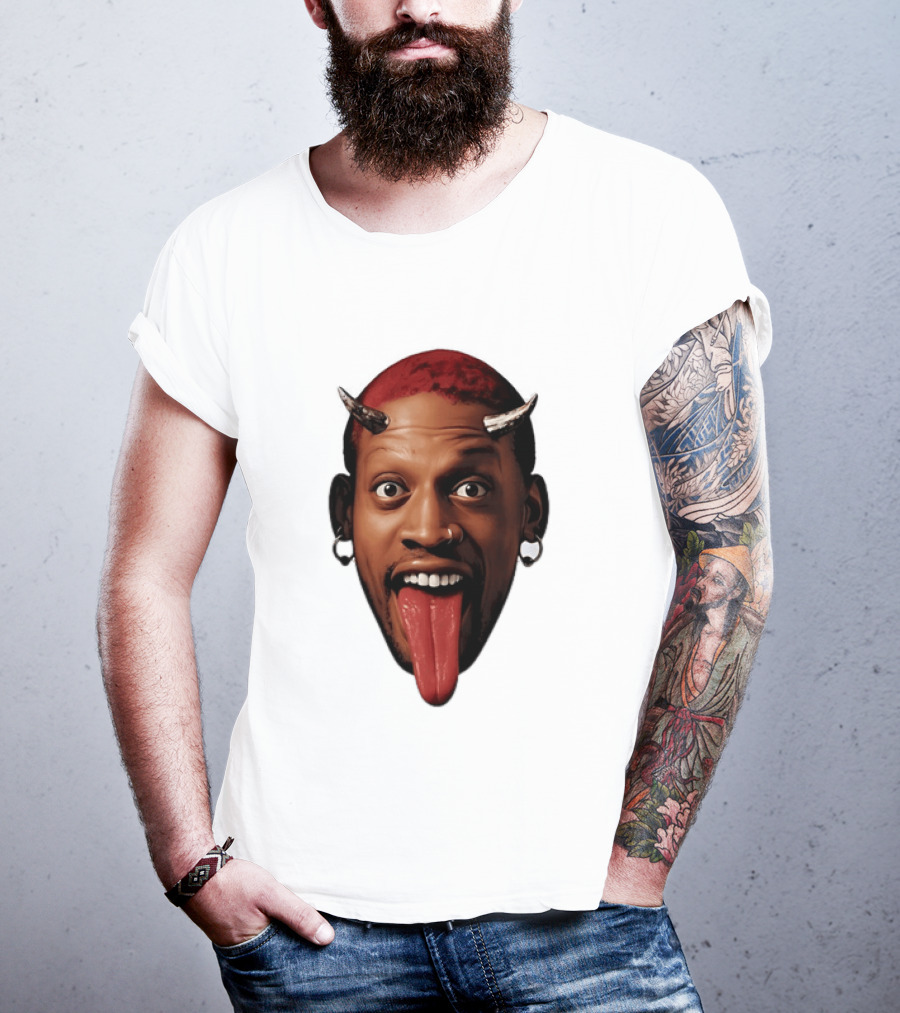 Dennis Rodman Big Face Devil Horns Chicago Bulls T-Shirt