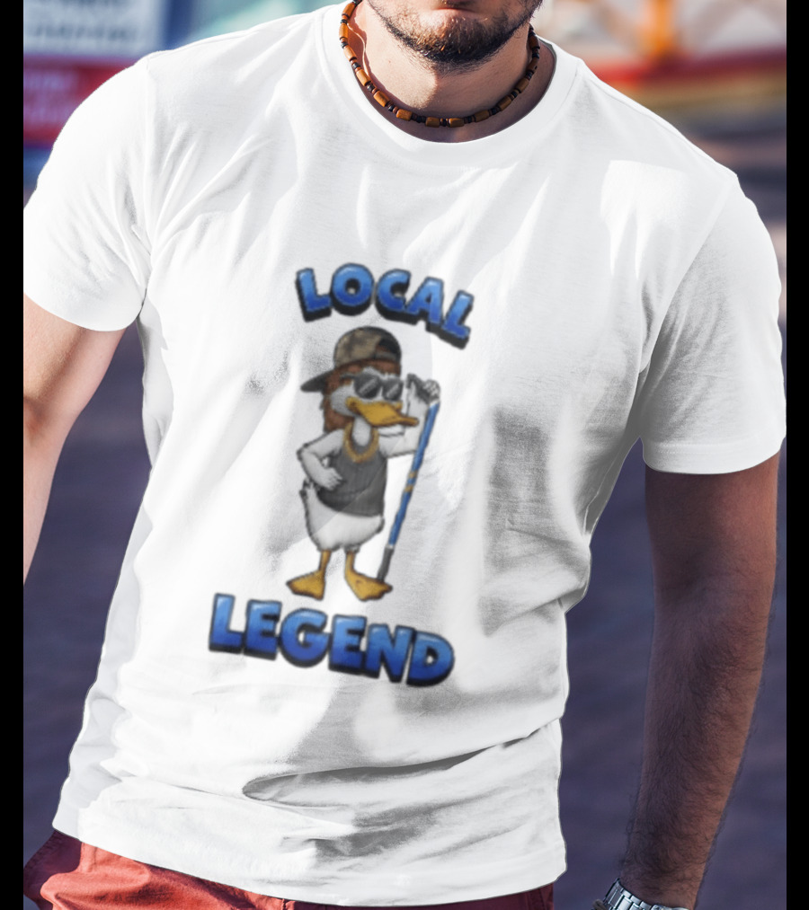 Duck Local Legend Hockey Player In Sunglasses And Cap T-Shirt