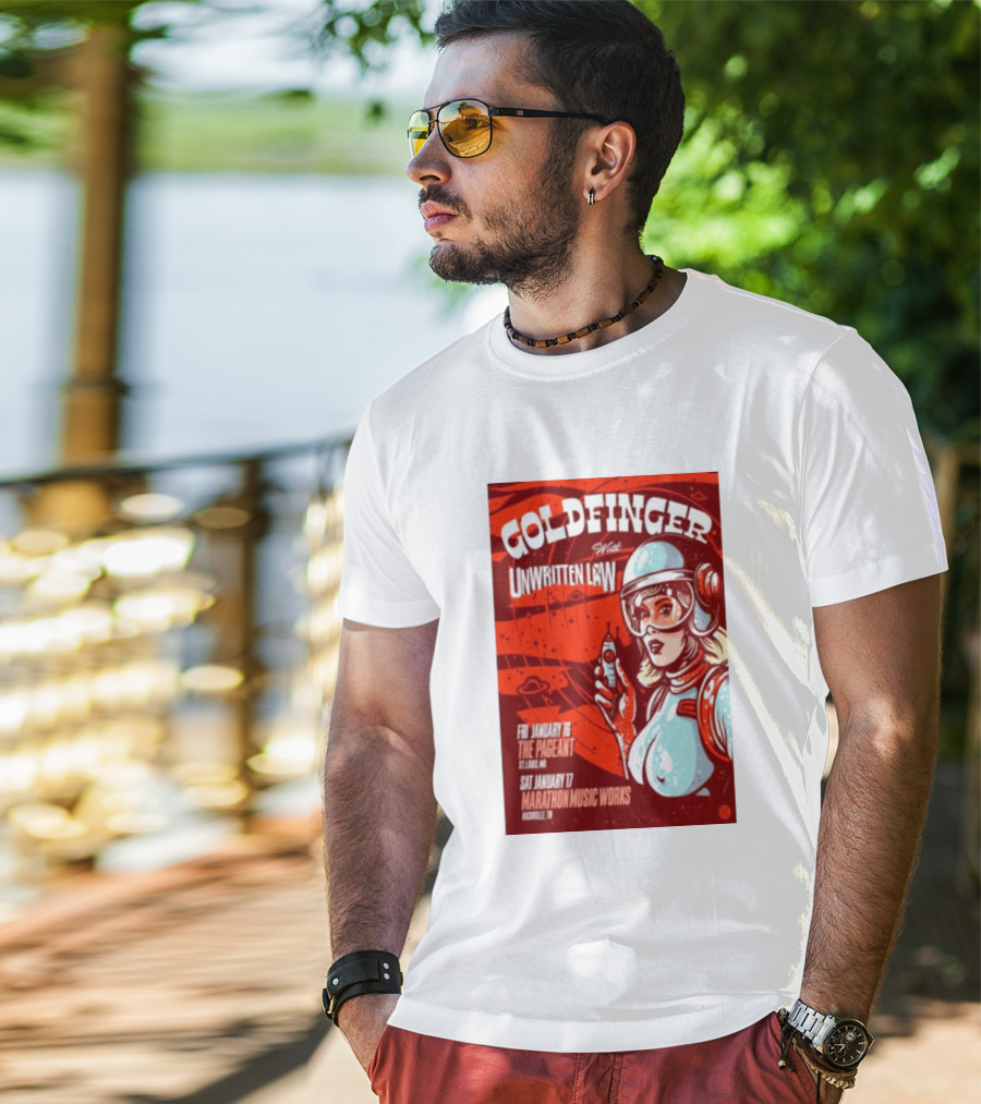 Goldfinger With Unwritten Law The Pageant St. Louis Marathon Music Works Nashville January 16 17 2026 Concert Retro Futuristic Spacewoman T-Shirt