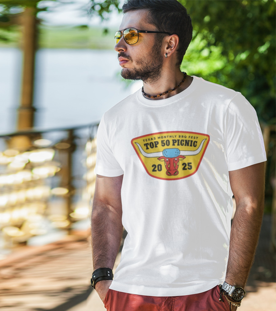 Texas Monthly BBQ Fest Top 50 Picnic 2025 Longhorn T-Shirt