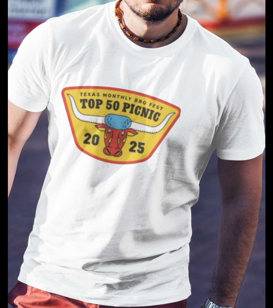 Texas Monthly BBQ Fest Top 50 Picnic 2025 Longhorn T-Shirt