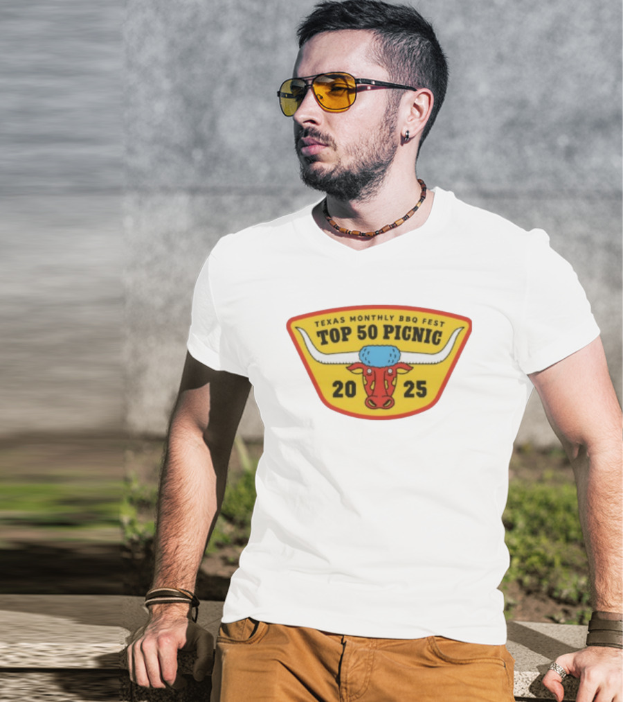 Texas Monthly BBQ Fest Top 50 Picnic 2025 Longhorn T-Shirt