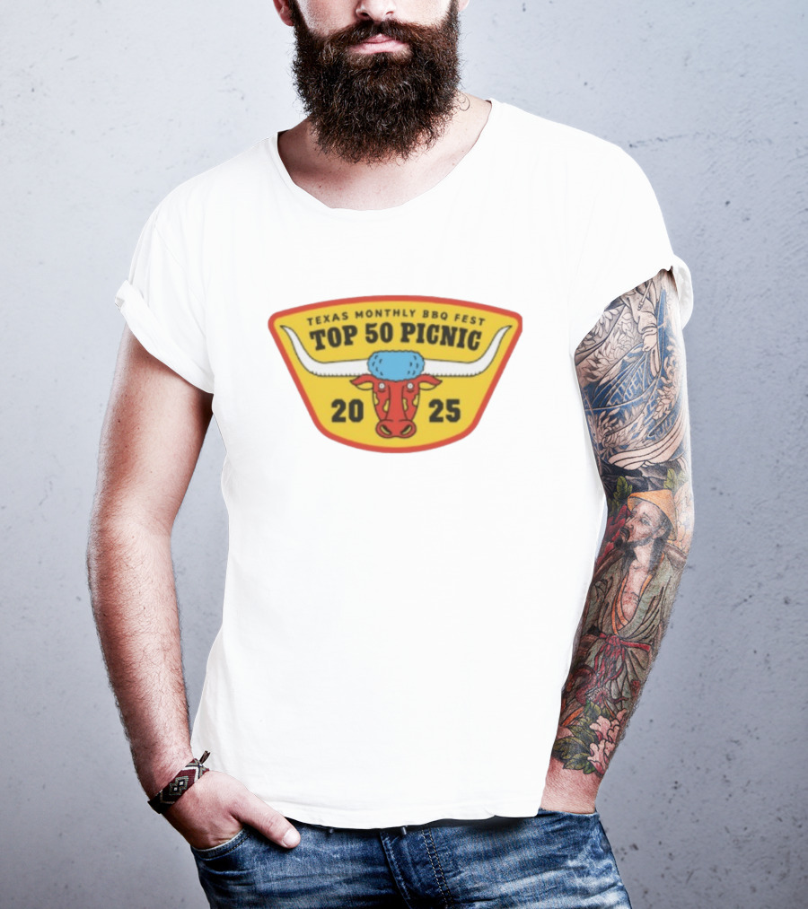 Texas Monthly BBQ Fest Top 50 Picnic 2025 Longhorn T-Shirt