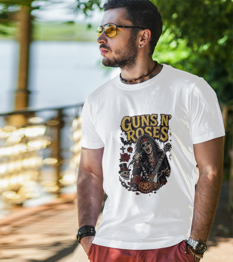 Guns N' Roses I'm A GNR Ghoul Appetite For Fright Halloween Rocks With Skulls And Pumpkins T-Shirt