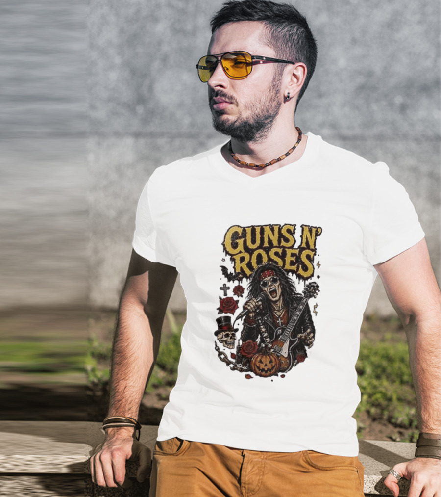 Guns N' Roses I'm A GNR Ghoul Appetite For Fright Halloween Rocks With Skulls And Pumpkins T-Shirt