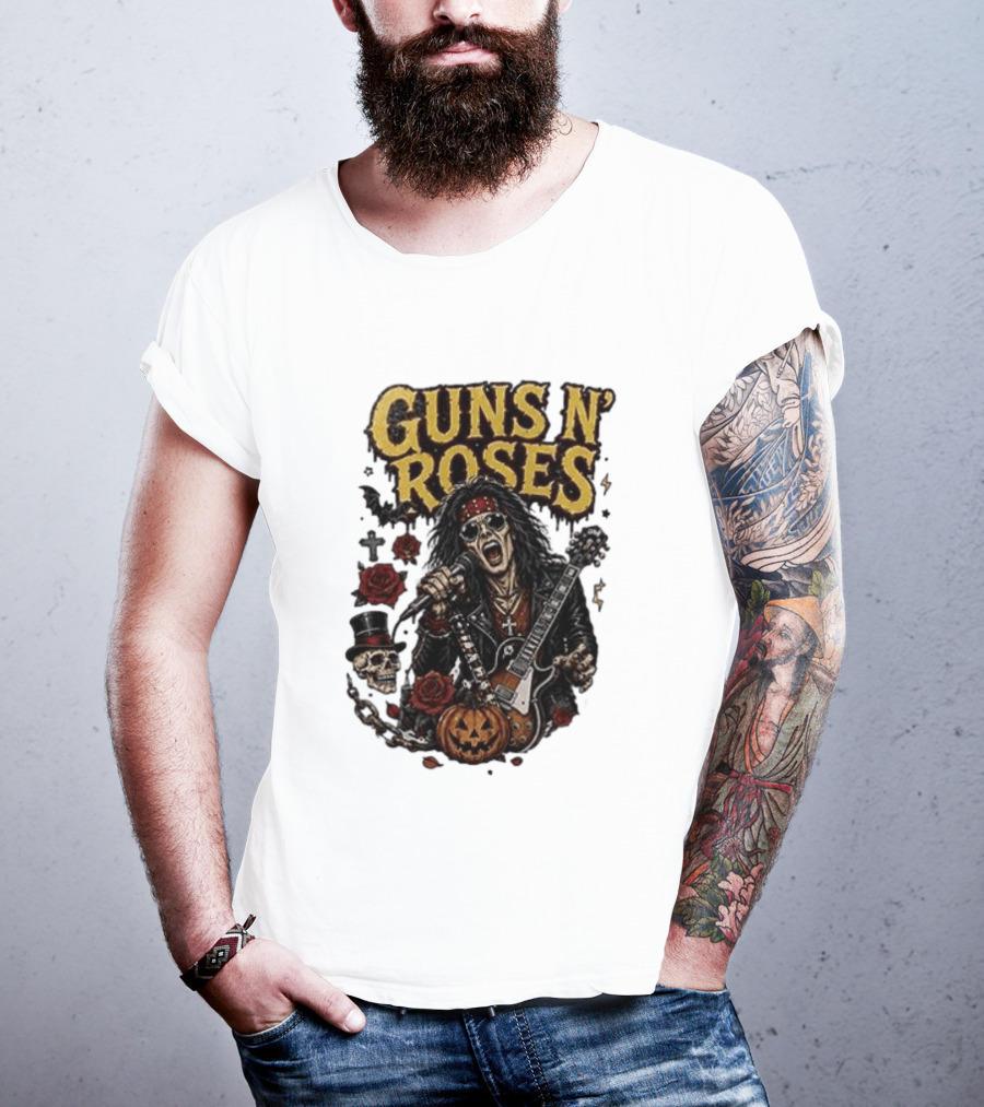 Guns N' Roses I'm A GNR Ghoul Appetite For Fright Halloween Rocks With Skulls And Pumpkins T-Shirt