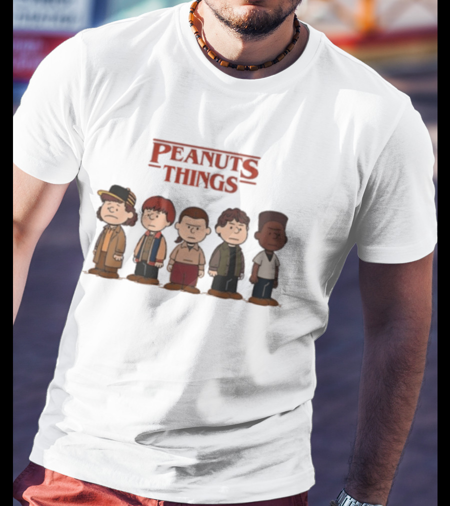 Peanuts Things Cartoon Characters Mashup Stranger 80s T-Shirt