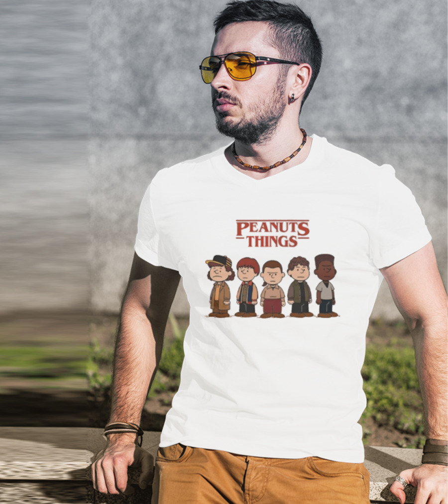 Peanuts Things Cartoon Characters Mashup Stranger 80s T-Shirt