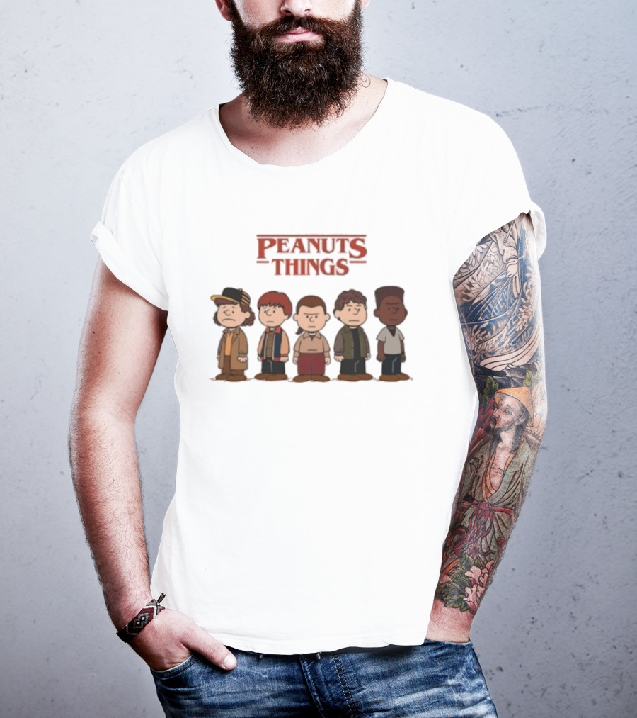 Peanuts Things Cartoon Characters Mashup Stranger 80s T-Shirt