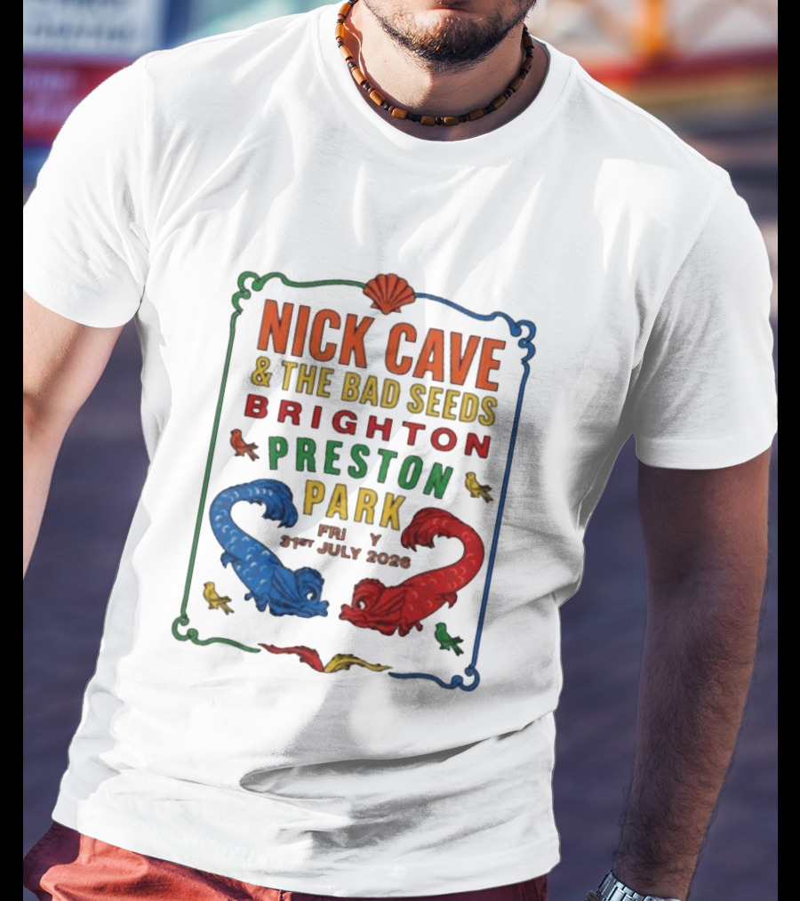 Nick Cave & The Bad Seeds Brighton Preston Park 31 July 2026 Colorful Dragons T-Shirt