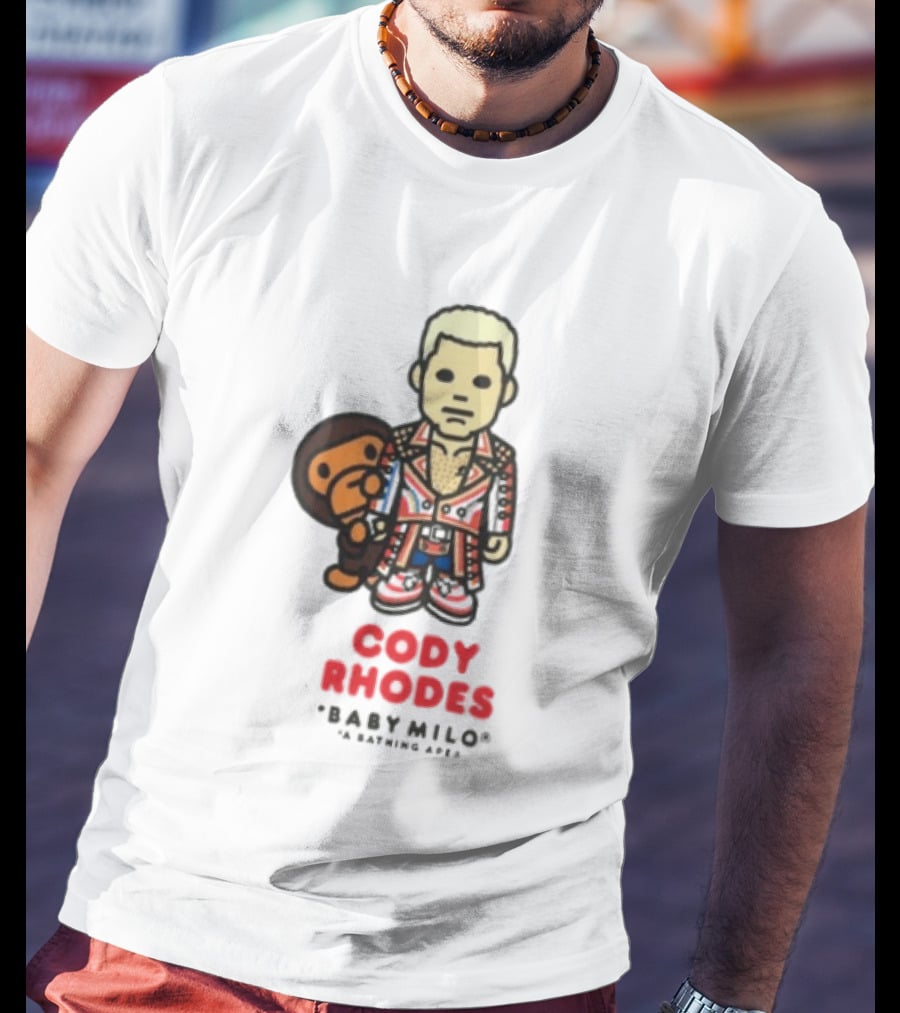 Cody Rhodes Baby Milo Wrestling Mens White Wwe Collaboration T-Shirt
