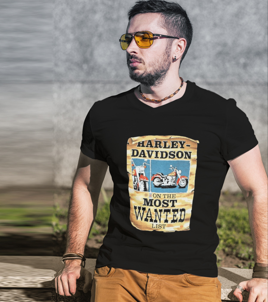 Harley Davidson #1 On The Most Wanted List Motorcycle 1986 Bismarck North Dakota T-Shirt